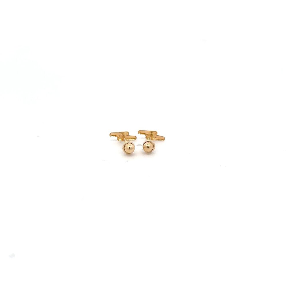 14K Gold Stud Earrings Lightning Bolt Screw Back Type Very Tiny - Picture 4 of 5